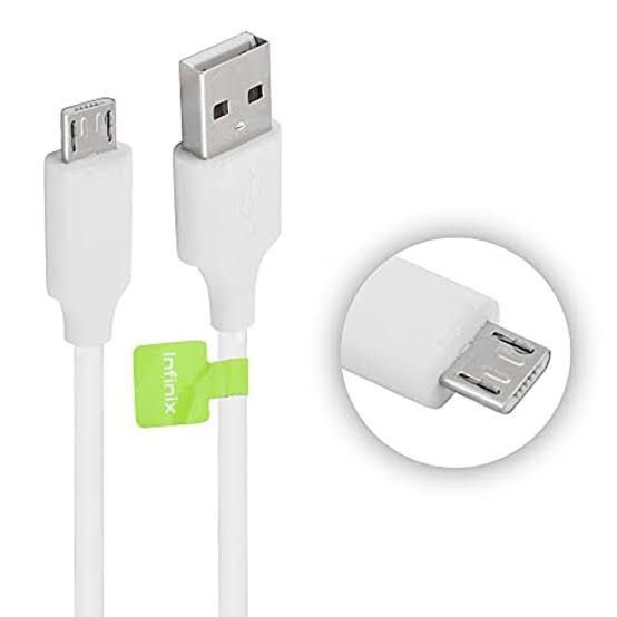 Infinix Copper Fast Charging Micro USB Data Cable – Durable White Charging & Sync Cable for Android Devices