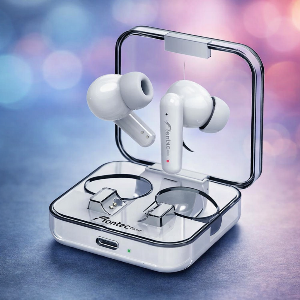 Fontec Glow Wireless Earbuds – Bluetooth 5.3 Gaming Earphones with ENC Noise Cancellation & Transparent Charging Case - Image 3