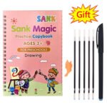 Pack Of 4 Pcs With 5 Refill Copybooks Pen Magic Copy Book Free Wiping Children's Kid Writing Sticker Practice Copybook For Calligraphy thumbnail 1