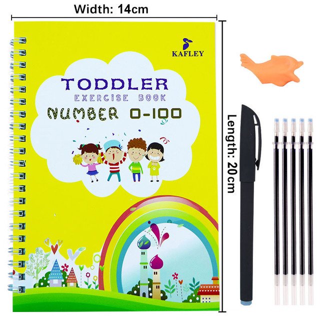 Pack Of 4 Pcs With 5 Refill Copybooks Pen Magic Copy Book Free Wiping Children's Kid Writing Sticker Practice Copybook For Calligraphy - Image 4