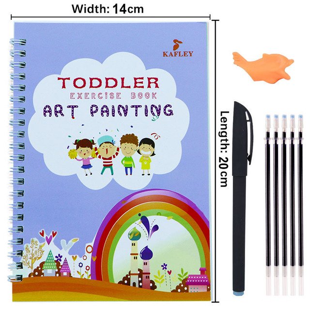 Pack Of 4 Pcs With 5 Refill Copybooks Pen Magic Copy Book Free Wiping Children's Kid Writing Sticker Practice Copybook For Calligraphy - Image 3