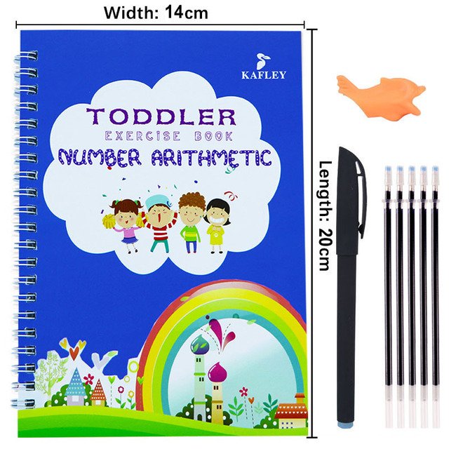 Pack Of 4 Pcs With 5 Refill Copybooks Pen Magic Copy Book Free Wiping Children's Kid Writing Sticker Practice Copybook For Calligraphy - Image 2