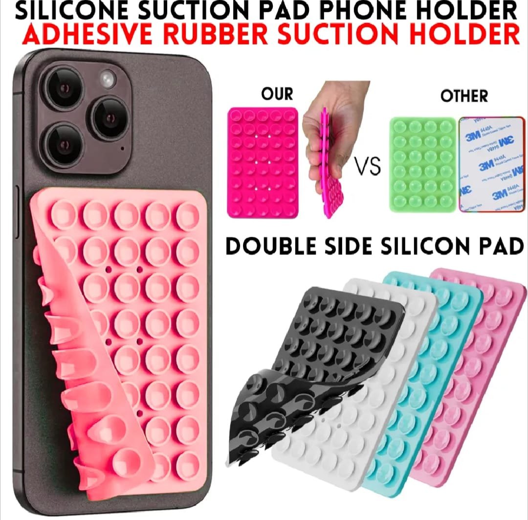 Double Side Silicone Suction Pad Phone Holder – Self-Adhesive Square Rubber Grip Pad for All Mobiles & Tablets - Image 3