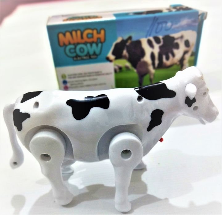 Funny Walking Musical Milch Cow Toy for Kids – Black & White Electric Animal with Lights, Sound & Moving Tail - Image 2