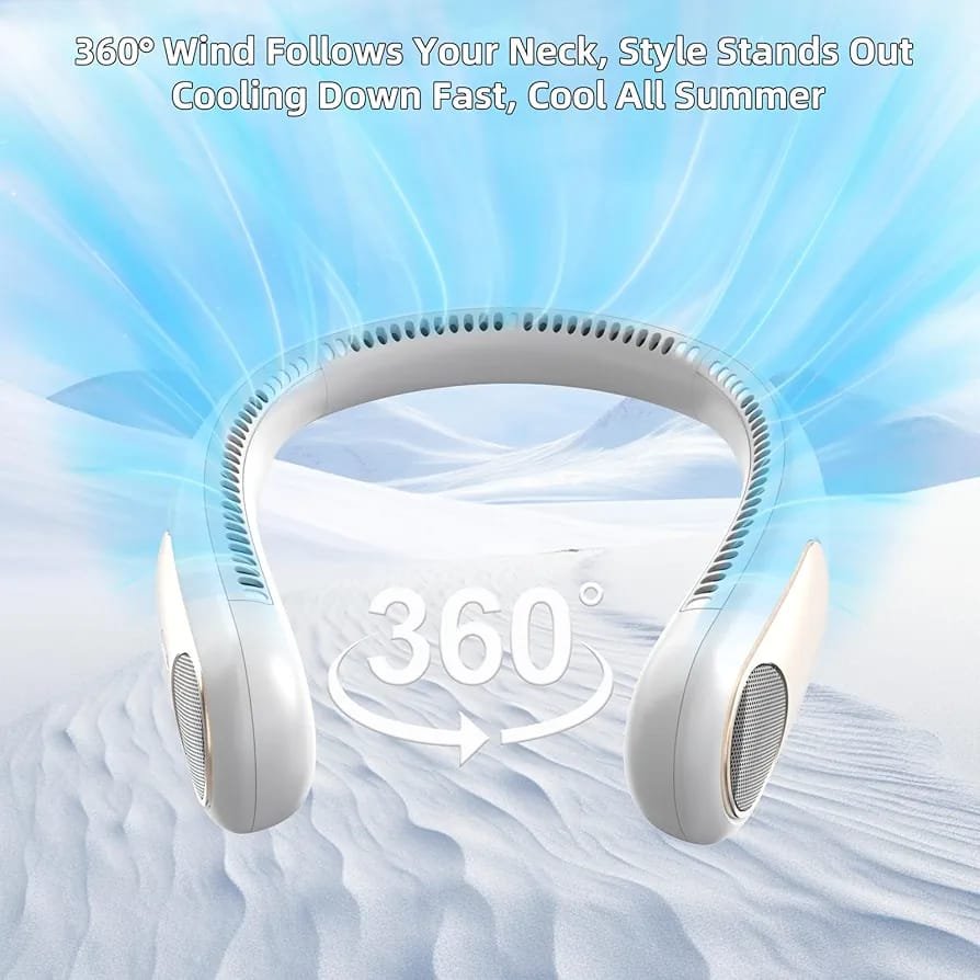 Portable Personal Neck Fan – Wearable Bladeless Cooling Fan, 360° All-Around Airflow, 3-Speed Adjustment USB Rechargeable for Outdoor & Indoor Use - Image 3