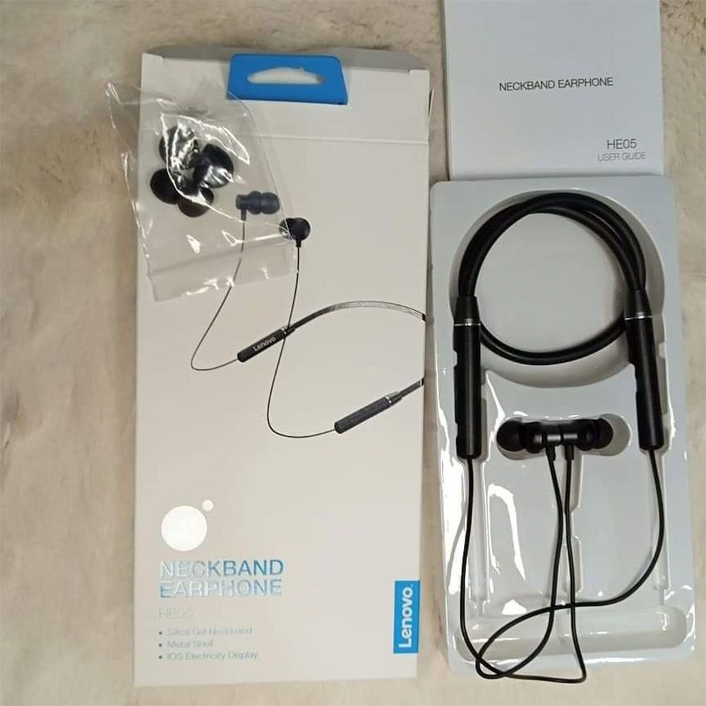 Lenovo HE05 Wireless Neckband Bluetooth Earphones | Sports Handsfree with Mic