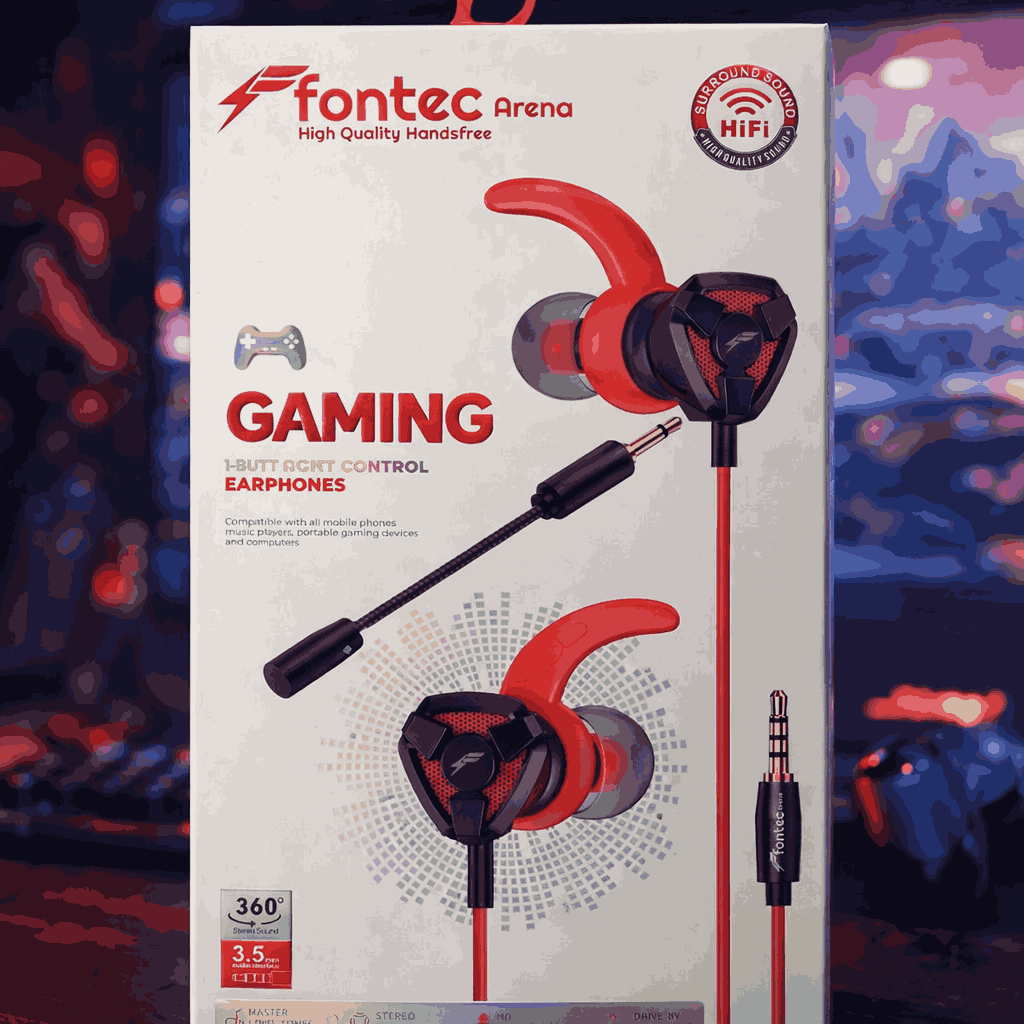 Fontec Arena Gaming Earphones with Detachable Mic – 3.5mm HiFi Stereo Surround Handsfree for Mobile, PC & Console - Random Color - Image 2