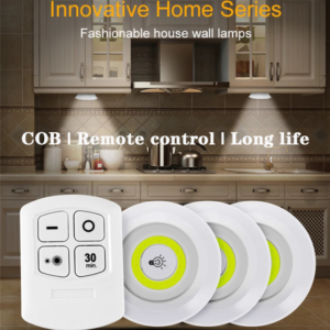 Pack of 3 LED Remote Control Lights – Tap Lights with Self Adhesive for Cabinet, Wardrobe & Kitchen (Cell Operated)