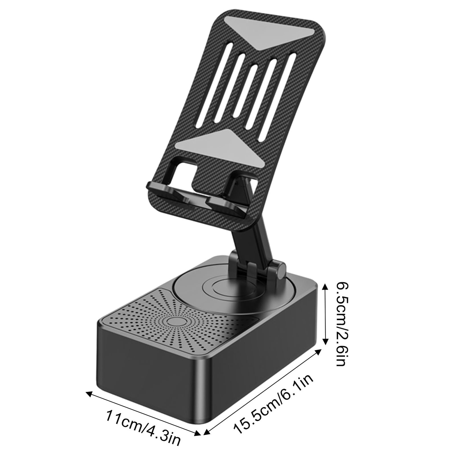 3-in-1 Rotating Foldable Mobile Phone Stand with Built-in Bluetooth Speaker – Adjustable Desktop Holder for Smartphones - Image 5