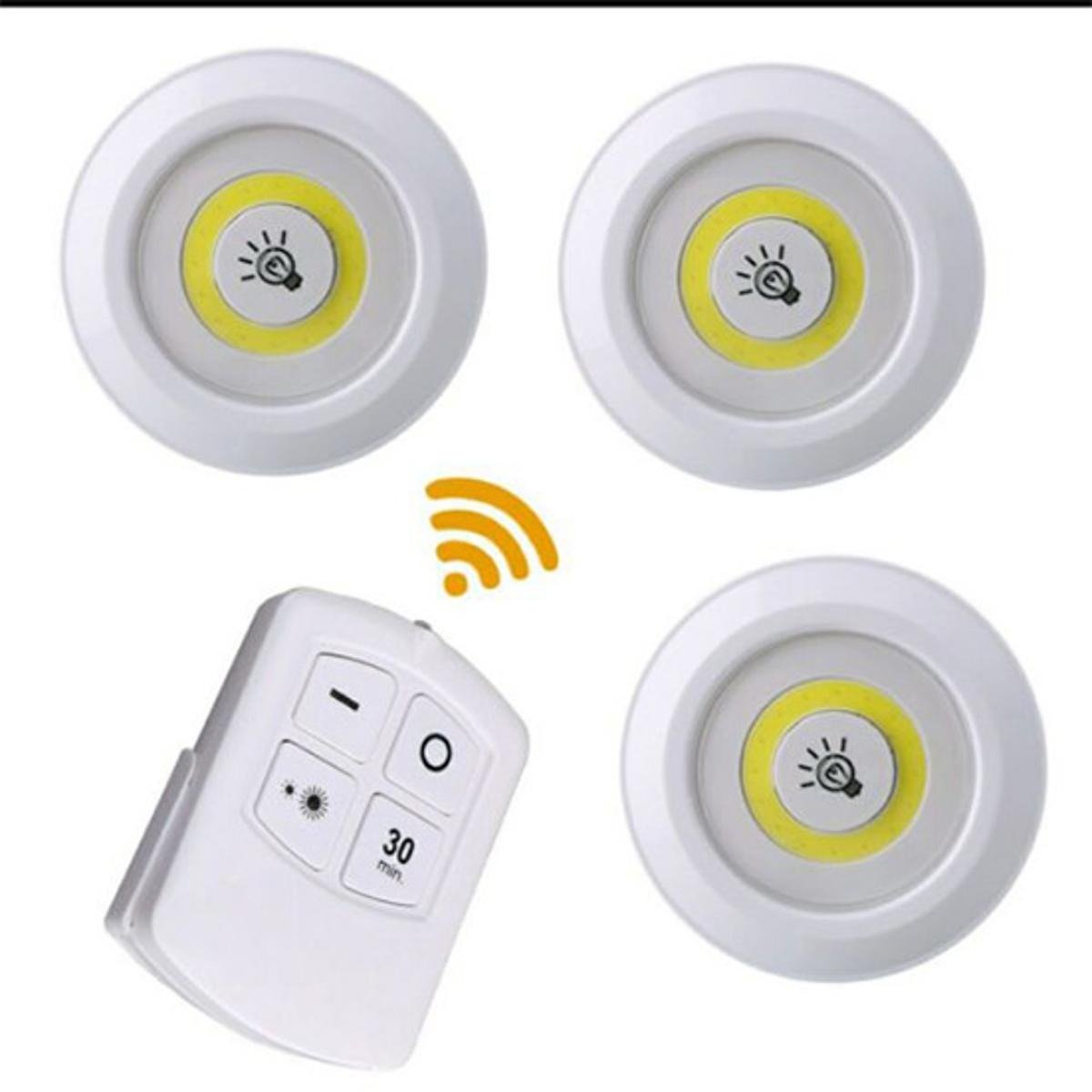 Pack of 3 LED Remote Control Lights – Tap Lights with Self Adhesive for Cabinet, Wardrobe & Kitchen - Image 4