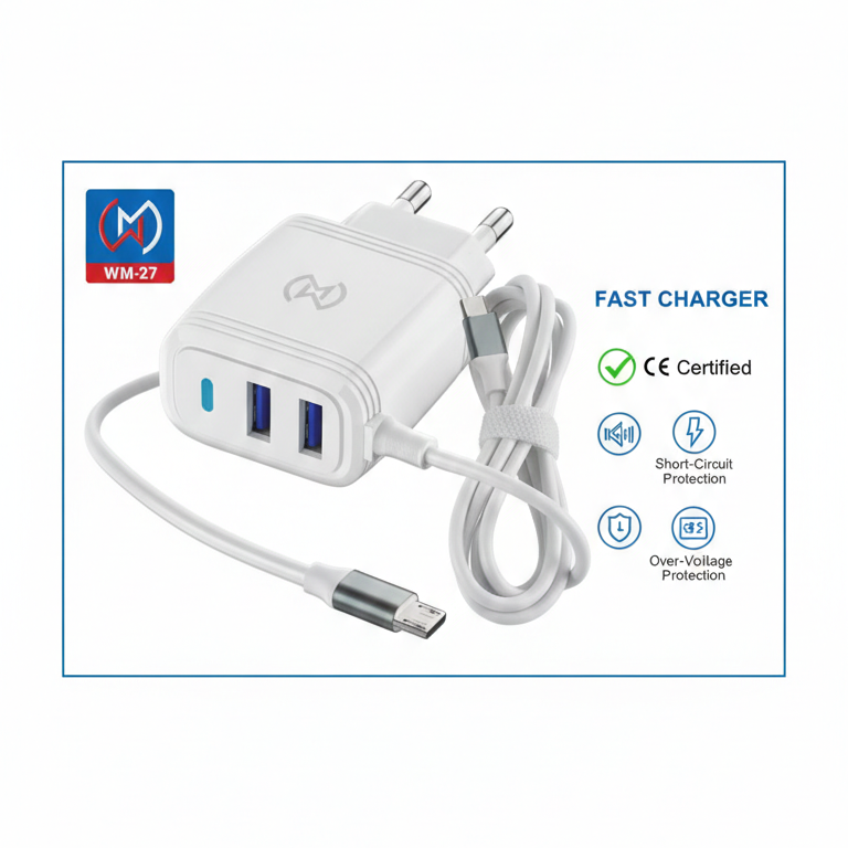 WM 27 3.1A Fast Micro USB Charger with Dual USB Ports – Cable & Adapter by WM - Image 2