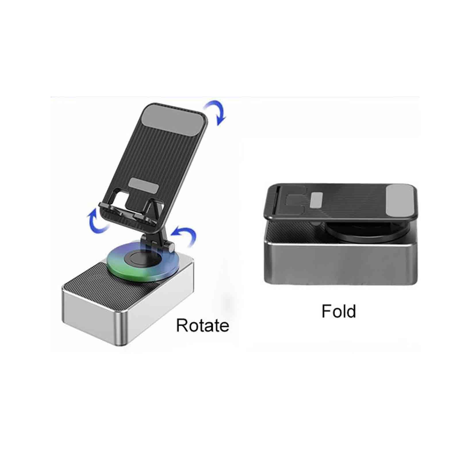 3-in-1 Rotating Foldable Mobile Phone Stand with Built-in Bluetooth Speaker – Adjustable Desktop Holder for Smartphones - Image 2