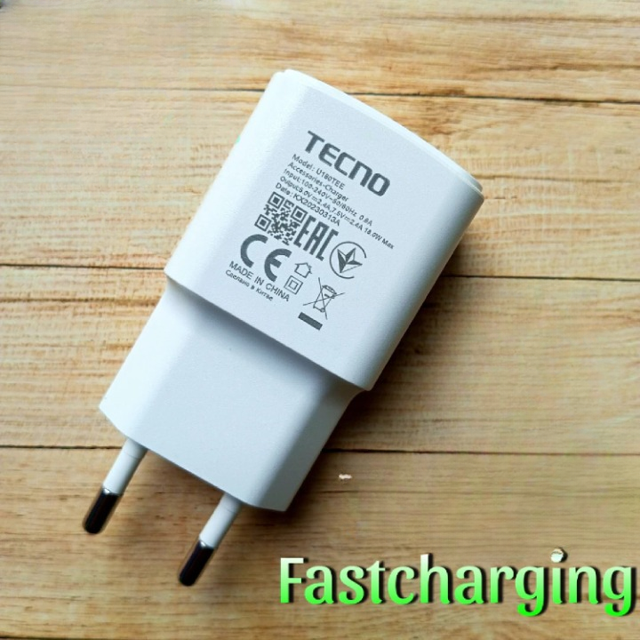 Tecno Fast Charging Charger with USB Cable Complete Set | Original Quality Power Adapter for Tecno Mobile Phones