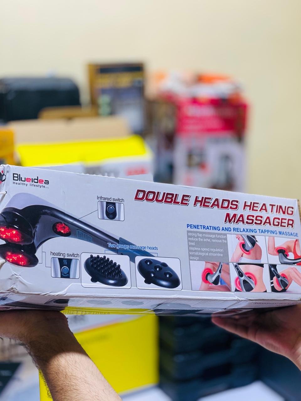 Blue Idea Full Body Handheld Double Head Massager With Infrared Heat Technology For Muscle Relief Relaxation And Circulation - Image 4