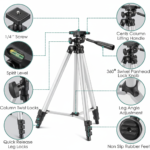 Tripod 3110 Portable Adjustable Aluminium Lightweight Camera Stand Tripod, with 3-Dimensional Head and Quick Release Plate for Video Cameras and Mobile, Black, Silver | 3110 thumbnail 5