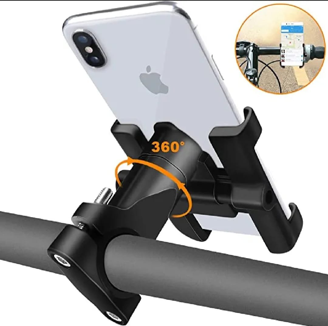 Aluminum Alloy Bike & Motorcycle Handlebar Phone Holder | Universal Mobile Stand Mount Bracket (Metal Body) - Image 3