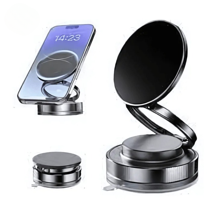 360° Folding Magnetic Phone Holder with Vacuum Suction | Strong Dashboard & Windshield Car Mount | Adjustable Mobile & Desk Stand - Image 3