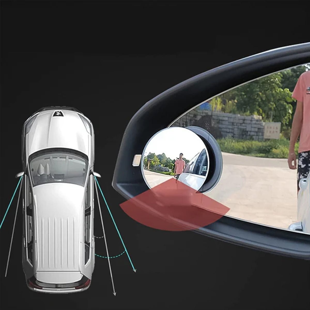 Car Blind-Spot Side Mirror Silver Frame - (2 Pc / Set) - Image 2
