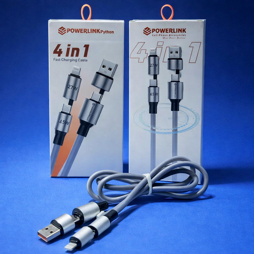 PowerLink Python 4-in-1 Fast Charging Cable – 100W Super Fast Charging & Data Sync Cable