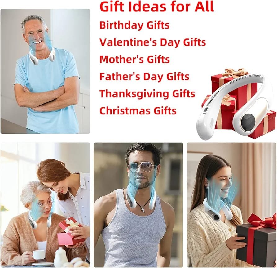 Portable Personal Neck Fan – Wearable Bladeless Cooling Fan, 360° All-Around Airflow, 3-Speed Adjustment USB Rechargeable for Outdoor & Indoor Use - Image 4