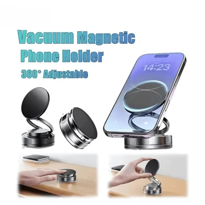 360° Folding Magnetic Phone Holder with Vacuum Suction | Strong Dashboard & Windshield Car Mount | Adjustable Mobile & Desk Stand - Image 5