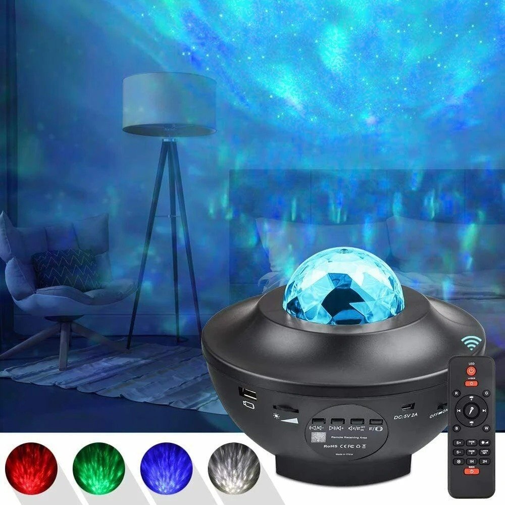USB Starry Projector Light | Ocean Wave & Star Sky Night Lamp With Bluetooth Speaker - Image 2