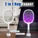 2 In 1 Electric Mosquito Killer UV Light LED Lamp Rechargeable Mosquito Trap Racket Anti Insect Bug Zapper thumbnail 1
