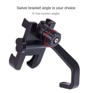 C2 Universal Aluminum Motorcycle Phone Holder – 360° Adjustable Handlebar Mount Stand for Secure Mobile Grip