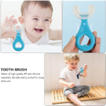 360° U-Shaped Baby Toothbrush | Soft Silicone Kids Oral Care & Teether Brush (Random Color) thumbnail 3