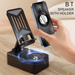 3-in-1 Rotating Foldable Mobile Phone Stand with Built-in Bluetooth Speaker – Adjustable Desktop Holder for Smartphones thumbnail 1