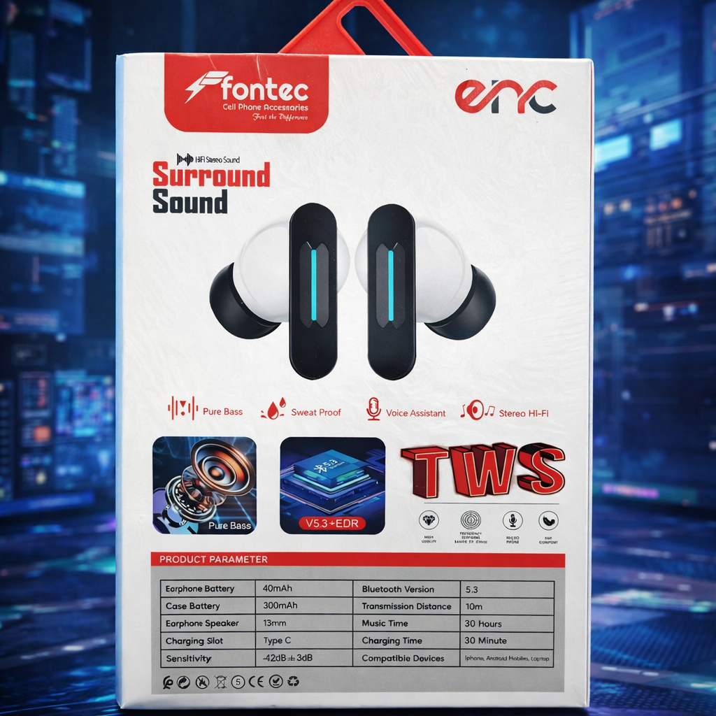Fontec Winner TWS Wireless Earbuds – Bluetooth 5.3 Gaming Earphones with ENC Noise Cancellation & Surround Sound - Image 2