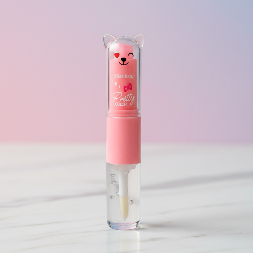 2 in 1 Cute Lip Balm + Lip Oil – Moisturizing, Glossy & Nourishing Lip Care | Available in Yellow, Red, Pink, Dark Pink, Purple & Sky Blue