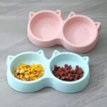 Cat Shaped Double food bowl Pet Plastic food bowl (Random Color) thumbnail 4