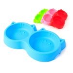 Cat Shaped Double food bowl Pet Plastic food bowl (Random Color) thumbnail 3