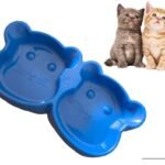 Cat Shaped Double food bowl Pet Plastic food bowl (Random Color) thumbnail 3