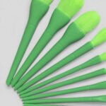 10 Pcs Professional Makeup Brush Set – Face, Eyes & Lips | Concealer, Blush, Eyeshadow, Highlighter | Orange & Green Colors thumbnail 1