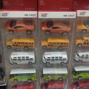 5-Piece Die Cast Metal Car and Bus Set – 1:64 Scale City Vehicle Collection for Kids – Pull Back & Release – Durable Metal & Plastic Construction – Educational Toy for Ages 3+