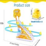 Duck Slide Toy Set, Funny Automatic Stair-Climbing Ducklings Cartoon Race Track Set Little Lovely Duck Slide Toy Escalator Toy with Lights and Music (3 sliding ducks) thumbnail 5