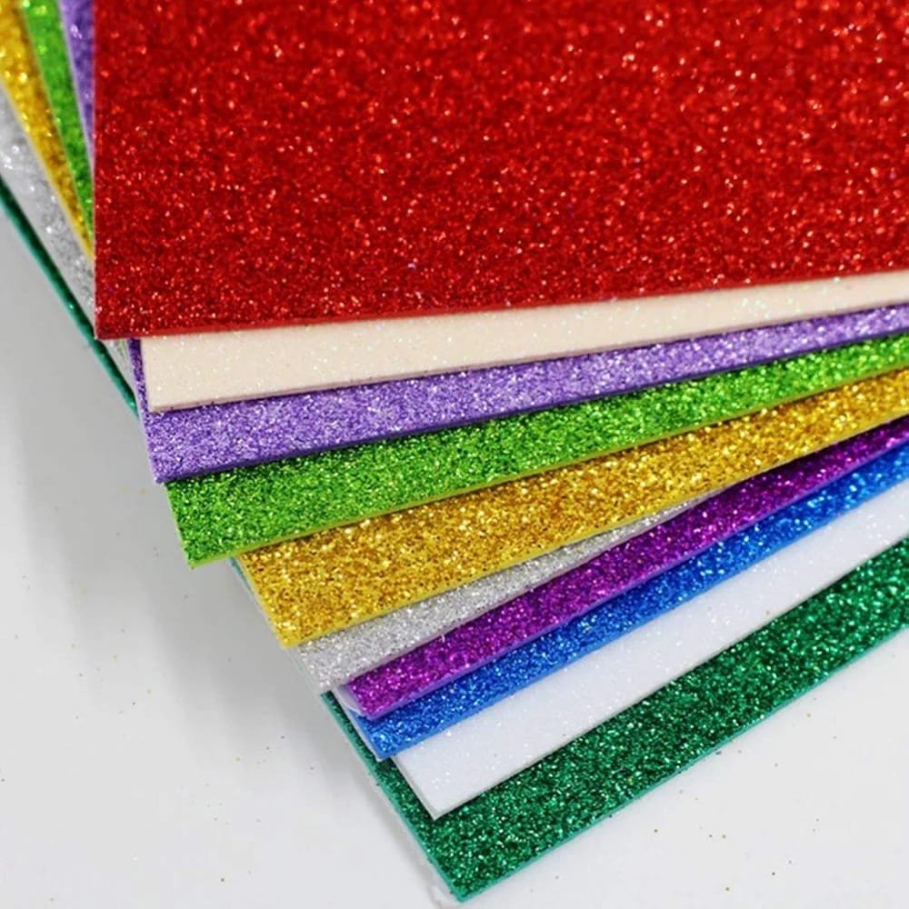 10PCS Glitter Foam Sheets – Premium A4 EVA Craft Adhesive Glitter Paper for DIY, Scrapbooking & School Projects - Image 2