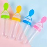 Silicone Baby Spoon Squeezing Feeding Bottle Feeder – Soft, Safe & Easy Baby Food Dispenser (Random color) thumbnail 1