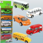 5-Piece Die Cast Metal Car and Bus Set – 1:64 Scale City Vehicle Collection for Kids – Pull Back & Release – Durable Metal & Plastic Construction – Educational Toy for Ages 3+ thumbnail 5