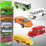 5-Piece Die Cast Metal Car and Bus Set – 1:64 Scale City Vehicle Collection for Kids – Pull Back & Release – Durable Metal & Plastic Construction – Educational Toy for Ages 3+ thumbnail 2