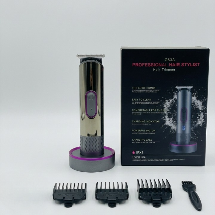 G63A Professional Hair Stylist Trimmer – Rechargeable Cordless Hair & Beard Trimmer with Charging Base and Guide Combs - Image 5