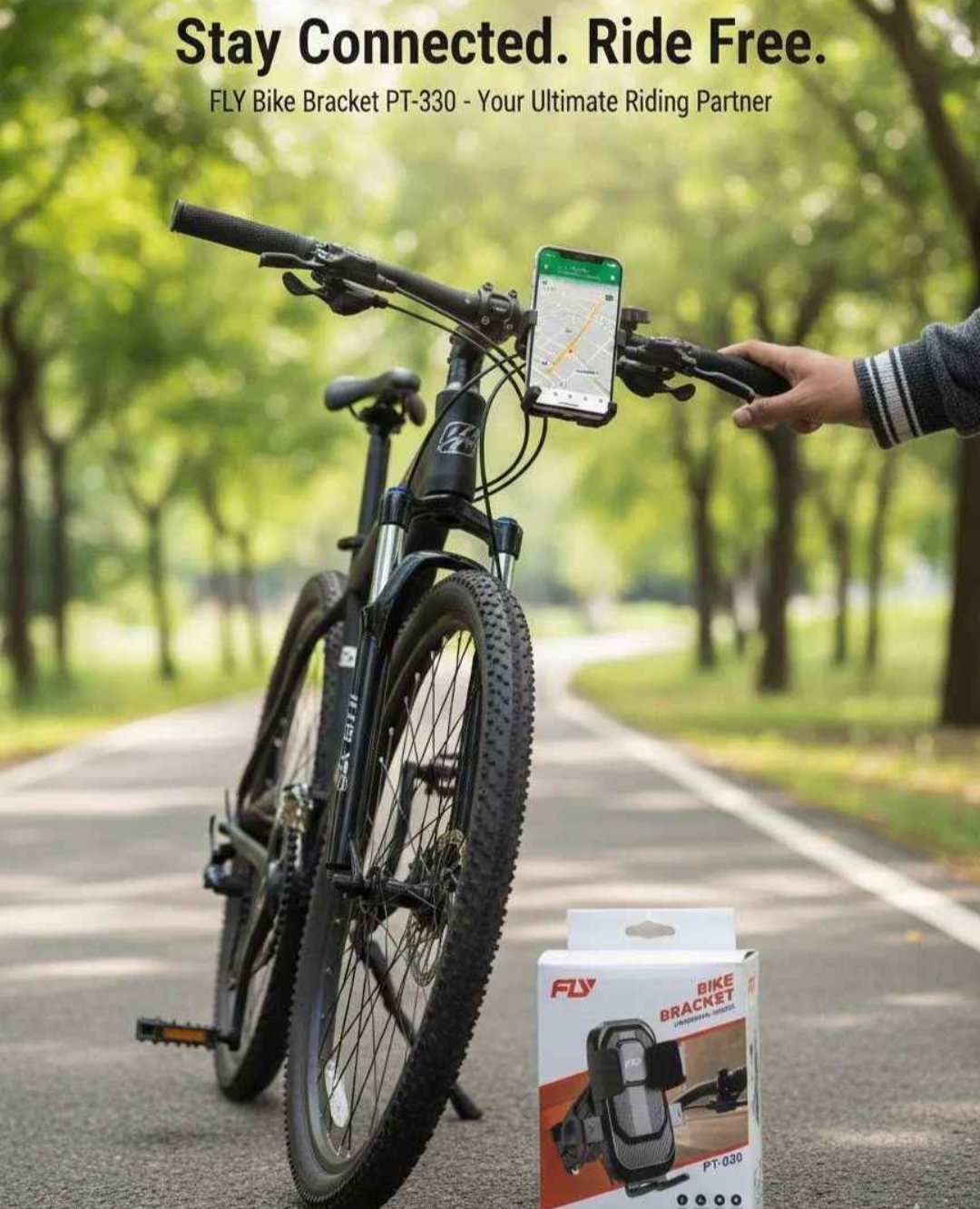 FLY PT-030 Universal Bike Phone Holder Secure Stable Hands Free Riding With 360 Degree Adjustable Viewing - Image 3