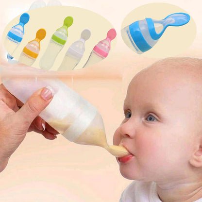 Baby Spoon Feeder | 90ml Silicone Feeding Bottle with Spoon | Infant & Toddler Food Supplement Bottle - Image 2