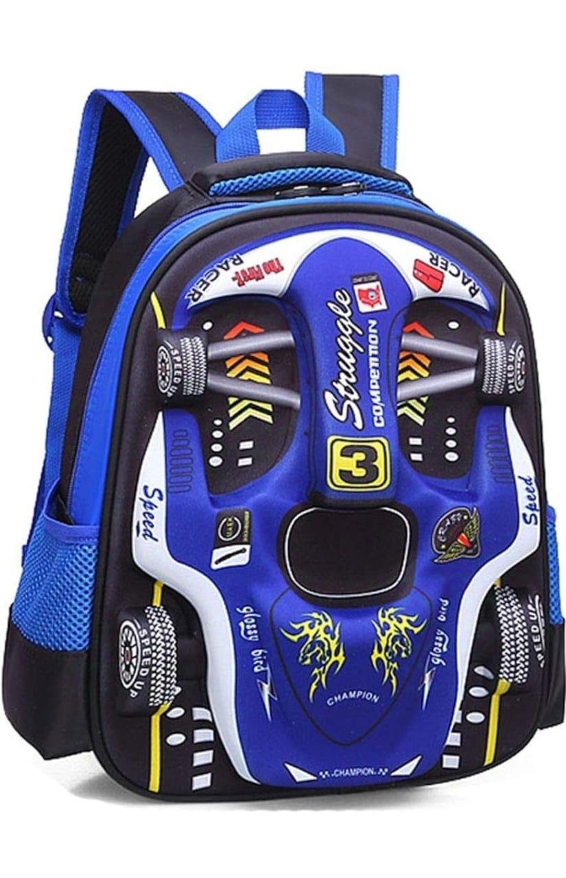 Kids Racing Car Nylon Backpack | Lightweight School Bag for Boys & Girls | Durable Travel & Casual Backpack - Image 3