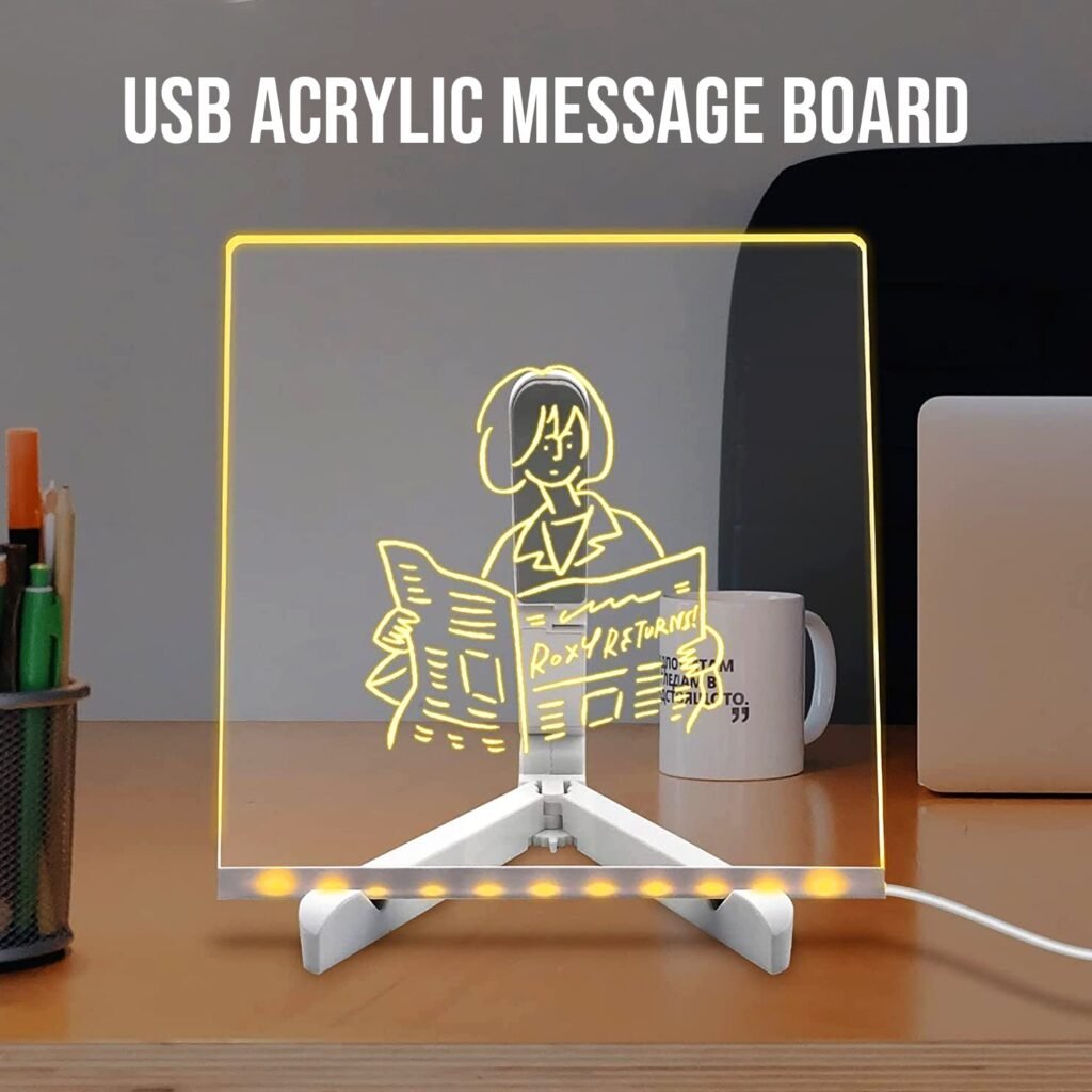 Colorful LED Writing Board Acrylic Message Board With USB Erasable Lights | 6x6 Inches