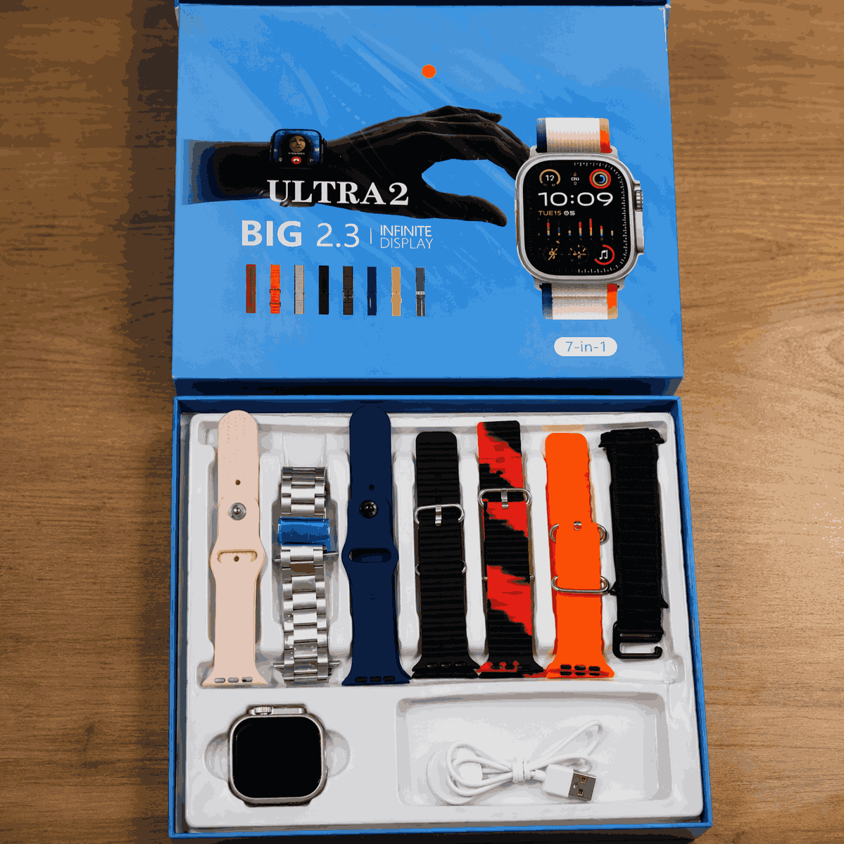 iMounra 2 BIG 2.01 Ultra Smartwatch Random Box | 7 in 1 Strap Multi-Color Bundle | Premium Design & Advanced Features (Random Boxes)