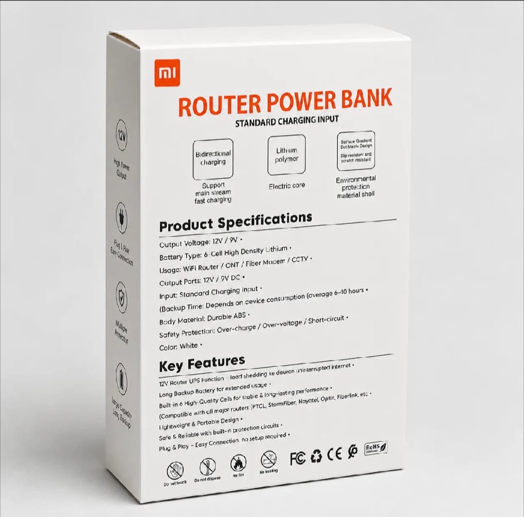 Xiaomi Mi 20000Mah 12V Router Power Bank – Mini UPS Battery Backup for Wi-Fi Routers - Image 2