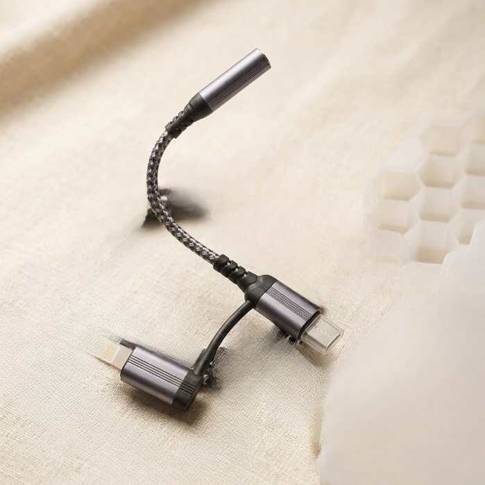 Original 2-in-1 Type-C and Lightning to 3.5mm Headphone Jack Adapter Dual Connector Handfree Audio Converter Direct Plug and Play No Bluetooth Required - Image 4
